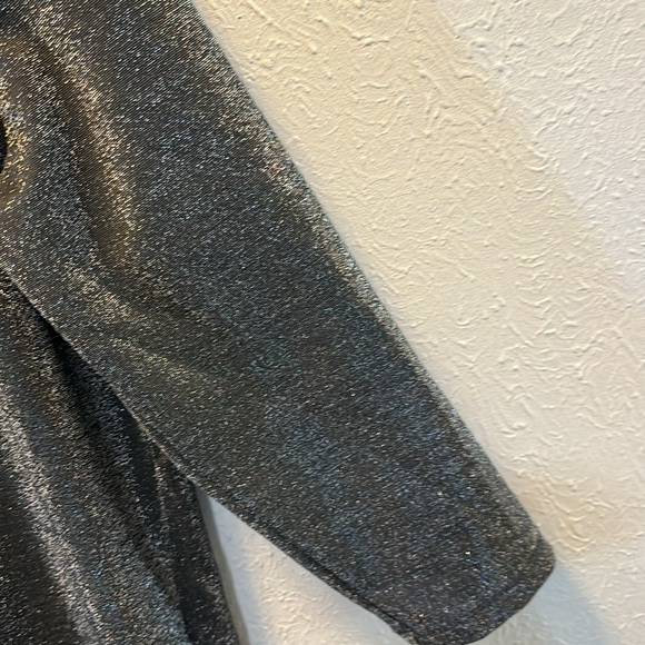 Lands' End Metallic Shimmer Black Dress Fall Winter Party Cocktail Women’s Sz 12 - Picture 4 of 10